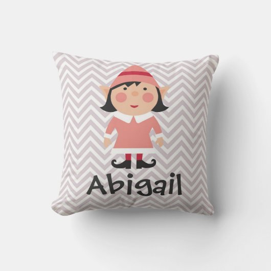 クリスマスホリデーガール小妖精や小人枕 クッション (正面)
