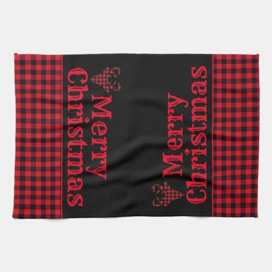 クリスマスホリデーキッチンタオルバッファロープレイド キッチンタオル (横)