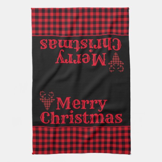 クリスマスホリデーキッチンタオルバッファロープレイド キッチンタオル (縦)