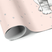 クリスマスホリデーキャットデコレーションおもしろいシルバー ラッピングペーパー (ロールコーナー)