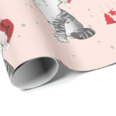 クリスマスホリデーキャットパターンおもしろいシルバー ラッピングペーパー (ロールコーナー)