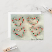 クリスマスホリデーキャンディーケーンハート実在オンスウノー カード (正面/裏面インサイチュ)