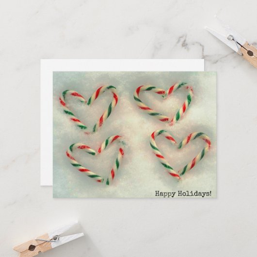 クリスマスホリデーキャンディーケーンハート実在オンスウノー カード (正面/裏面インサイチュ)