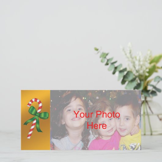 クリスマスホリデーキャンディーケーンフォトカードテンプレート シーズンカード (スタンド正面)