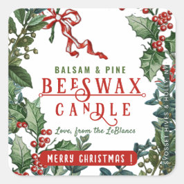 クリスマスホリデーキャンドル(ホリー&ベリー付縁どき)  スクエアシール