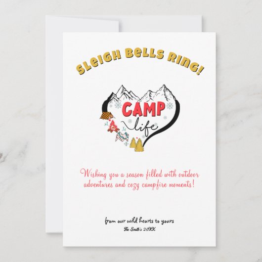 クリスマスホリデーキャンプマウンテンアドベンチャーアウトドア シーズンカード (正面)