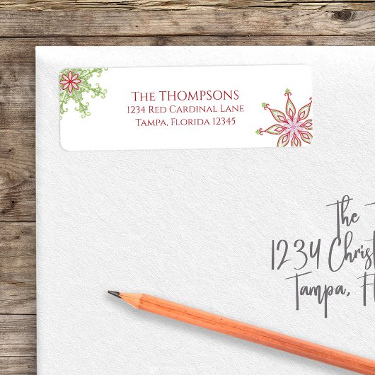 クリスマスホリデーキュートカラフルスノーフレークフェスティバル ラベル