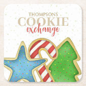 クリスマスホリデーキュートクッキーお洒落切り出しおもしろい スクエアペーパーコースター (正面)