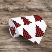 クリスマスホリデーキュートツリーバッファロープレイドパターン ネクタイ