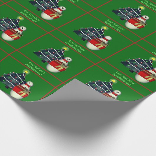 クリスマスホリデーキュート雪だるまツリーパーソナライズされた ラッピングペーパー (角)