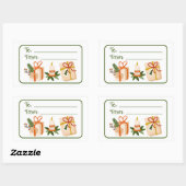 クリスマスホリデーギフトフェスティバルグリーンリーから 長方形シール (シート)