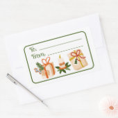 クリスマスホリデーギフトフェスティバルグリーンリーから 長方形シール (封筒)