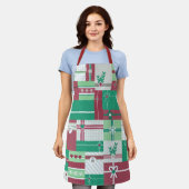 クリスマスホリデーギフトモザイククリスマスデザイン エプロン (着用した状態)
