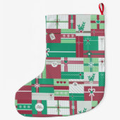 クリスマスホリデーギフトモザイククリスマスデザイン ラージクリスマスストッキング (裏面)