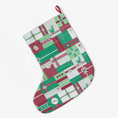 クリスマスホリデーギフトモザイククリスマスデザイン ラージクリスマスストッキング (裏面 (吊り時))