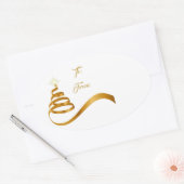 クリスマスホリデーギフトラベルステッカー 楕円形シール (封筒)