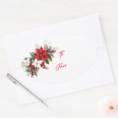 クリスマスホリデーギフトラベルステッカー 楕円形シール (封筒)