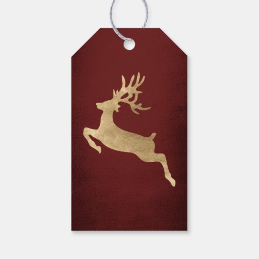 クリスマスホリデーギフトラベルブルゴーンド金ゴールドレニアデール ギフトタグ (裏面)