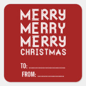 クリスマスホリデーギフトラベル赤 スクエアシール (正面)