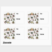 クリスマスホリデーギフトラベル 長方形シール (シート)