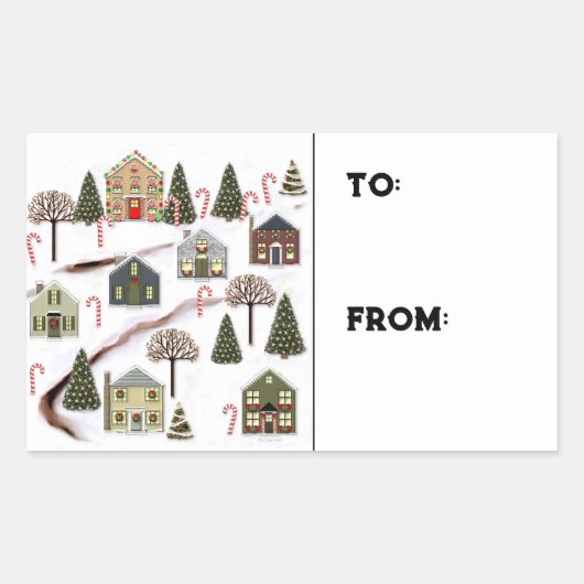 クリスマスホリデーギフトラベル 長方形シール (正面)