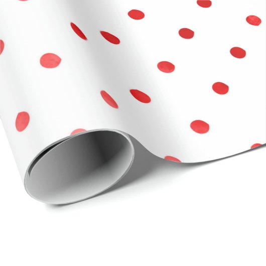 クリスマスホリデーギフトレッド水玉模様ギフトモダンギフト ラッピングペーパー (ロールコーナー)