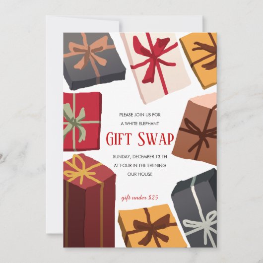 クリスマスホリデーギフト交換スワップ招待状 招待状 (正面)