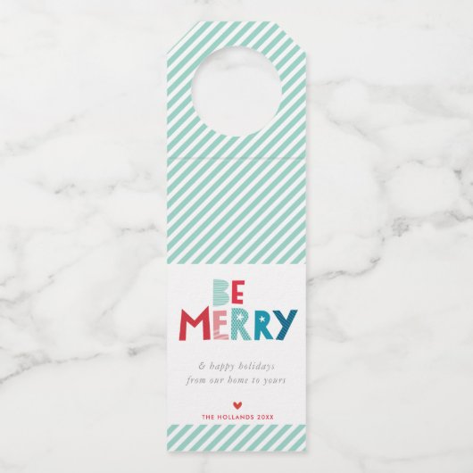 クリスマスホリデーギフトBEメリーおもしろいカラフル型 ボトルネックタグ (正面)