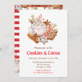 クリスマスホリデークッキーとココア 招待状 (正面/裏面)