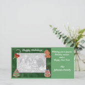 クリスマスホリデークッキーキャンディーケーンフォトカード シーズンカード (スタンド正面)