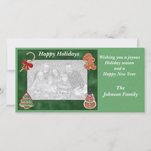 クリスマスホリデークッキーキャンディーケーンフォトカード シーズンカード (正面)