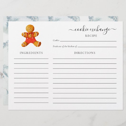 クリスマスホリデークッキースワップレシピ レターヘッド (正面/裏面)