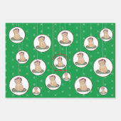 クリスマスホリデークッキーズポインセチア猫 ラッピングペーパーシート (正面3)