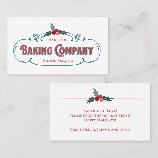 クリスマスホリデークッキーベーキングギフトカード 名刺 (正面/裏面)