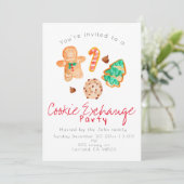 クリスマスホリデークッキー交換パーティの招待状 招待状 (スタンド正面)