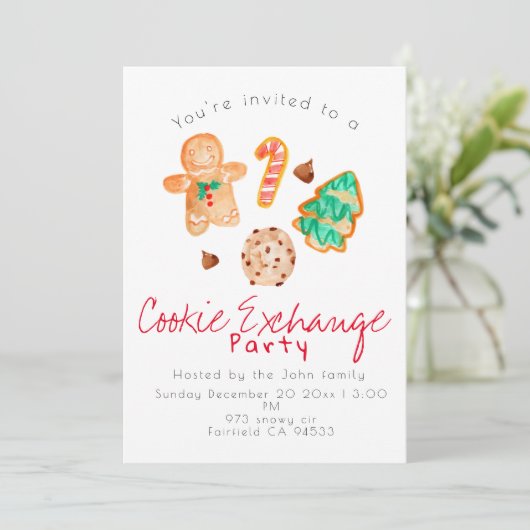 クリスマスホリデークッキー交換パーティの招待状 招待状 (スタンド正面)