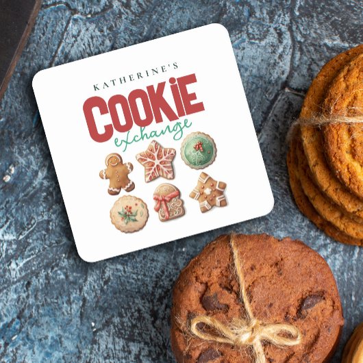 クリスマスホリデークッキー交換パーティー スクエアペーパーコースター