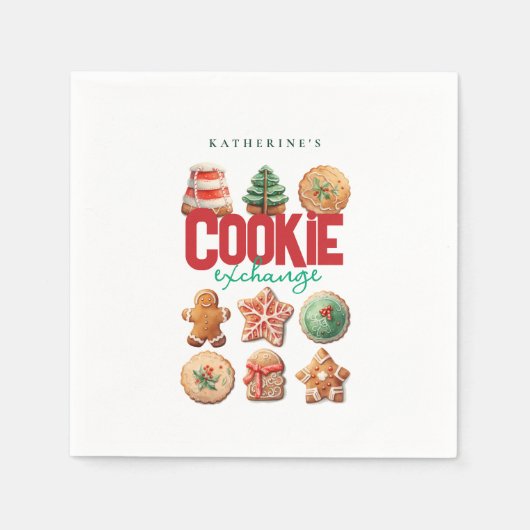 クリスマスホリデークッキー交換パーティー スタンダードカクテルナプキン (正面)