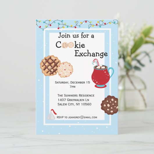 クリスマスホリデークッキー交換招待状 招待状 (スタンド正面)