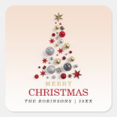 クリスマスホリデークリスマスツリー企業のファミリー赤面 スクエアシール (正面)