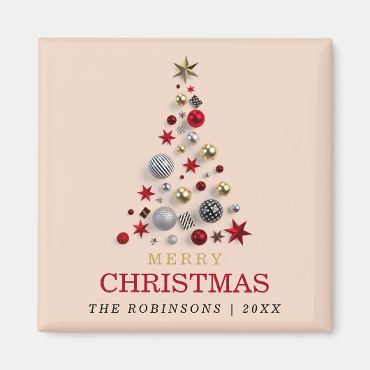 クリスマスホリデークリスマスツリー企業のファミリー赤面 マグネット (正面)