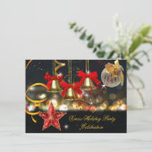 クリスマスホリデークリスマスパーティー金ゴールドレッドブラック 招待状 (スタンド正面)