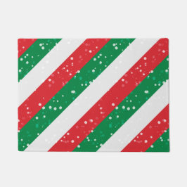 クリスマスホリデークリスマスフェスティバルジョイレッドホワイトグリーン ドアマット