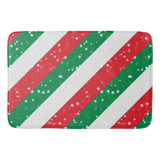 クリスマスホリデークリスマスフェスティバルジョイレッドホワイトグリーン バスマット (正面)