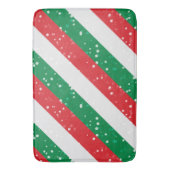 クリスマスホリデークリスマスフェスティバルジョイレッドホワイトグリーン バスマット (正面縦)