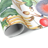 クリスマスホリデークリスマス雪だるま、パインコーン、ホリー ラッピングペーパー (ロールコーナー)