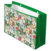 クリスマスホリデークリスマス雪だるま、パインコーン、ホリー ラージペーパーバッグ (正面アングル)