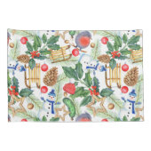 クリスマスホリデークリスマス雪だるま、パインコーン、ホリー 枕カバー (裏面-右)