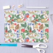 クリスマスホリデークリスマス雪だるま、パインコーン、ホリー 薄葉紙 (クラフト)