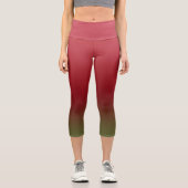 クリスマスホリデーグラデーションカラーズハイウェストYoga カプリレギンス (正面)